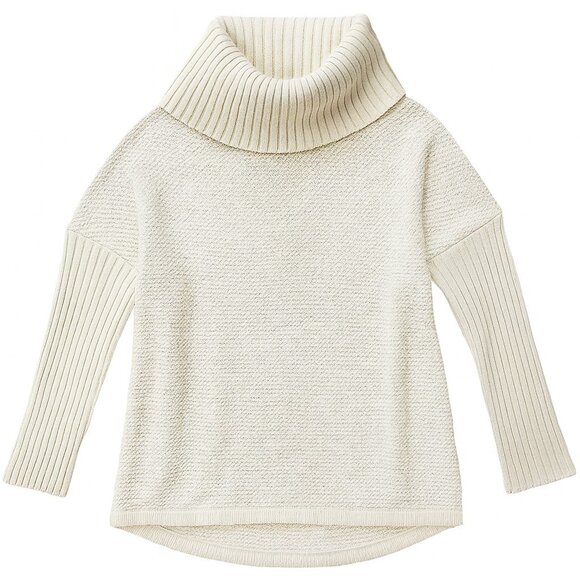 Winter Layers – Off-White Knit Cowl Neck Sweater  Waffle & Rib Texture  Size 0M - Picture 7 of 7